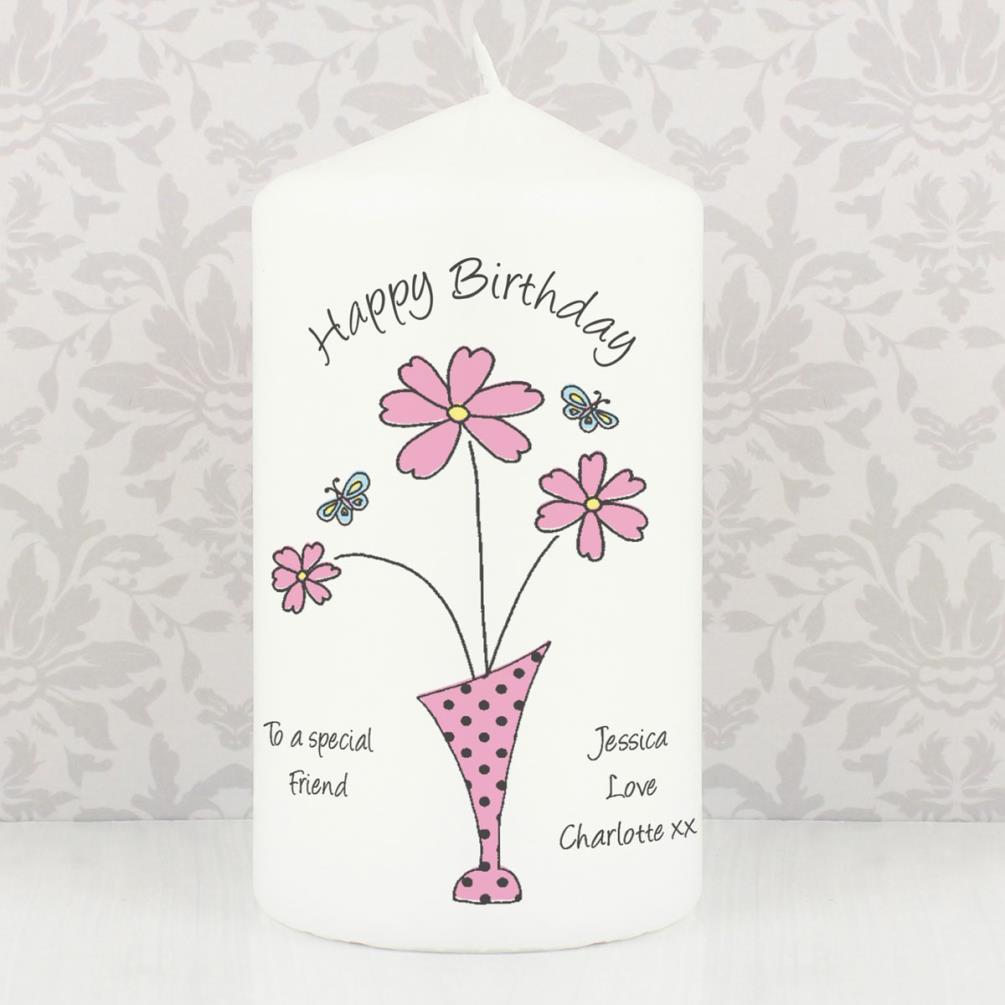 Personalised Flower in Vase Pillar Candle Extra Image 3